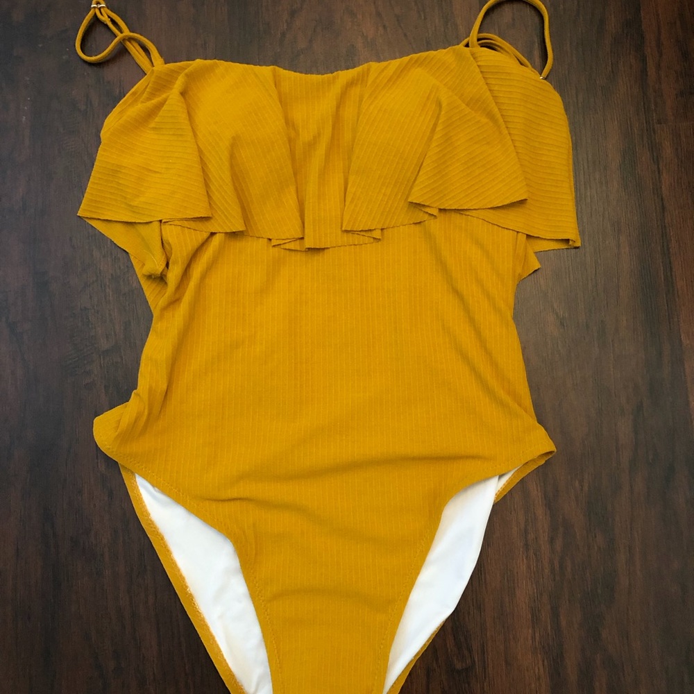 Yellow Ribbed One-Piece Swimsuit NWT